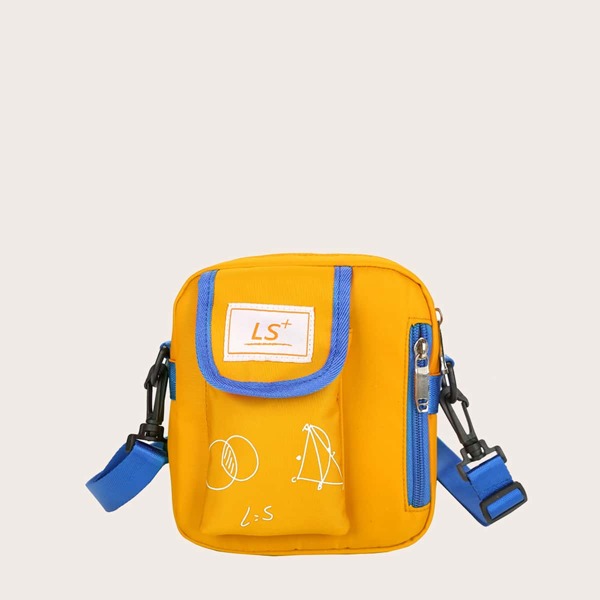 

Geometric Graphic Crossbody Bag, Yellow