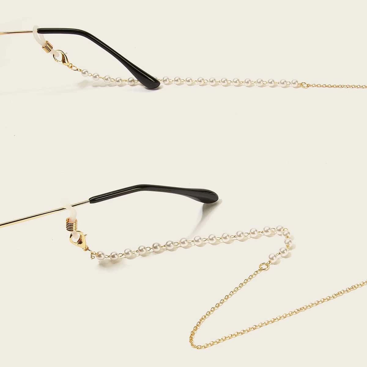 

Faux Pearl Glasses Chain, Gold