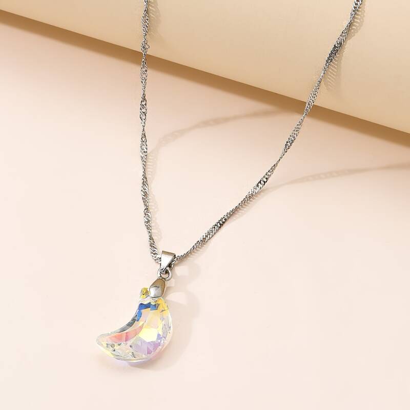 

Moon Pendant Necklace, Silver
