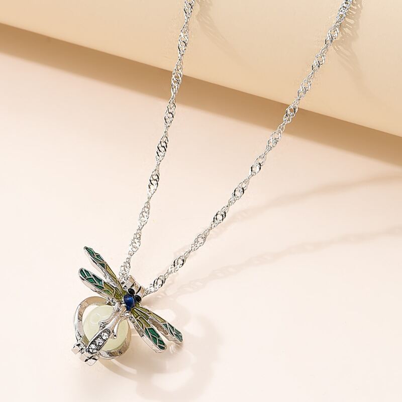 

Luminous Dragonfly Pendant Necklace, Silver