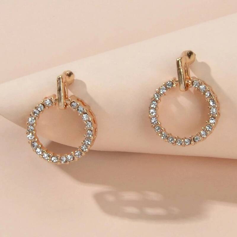 

Rhinestone Drop Earrings, Gold