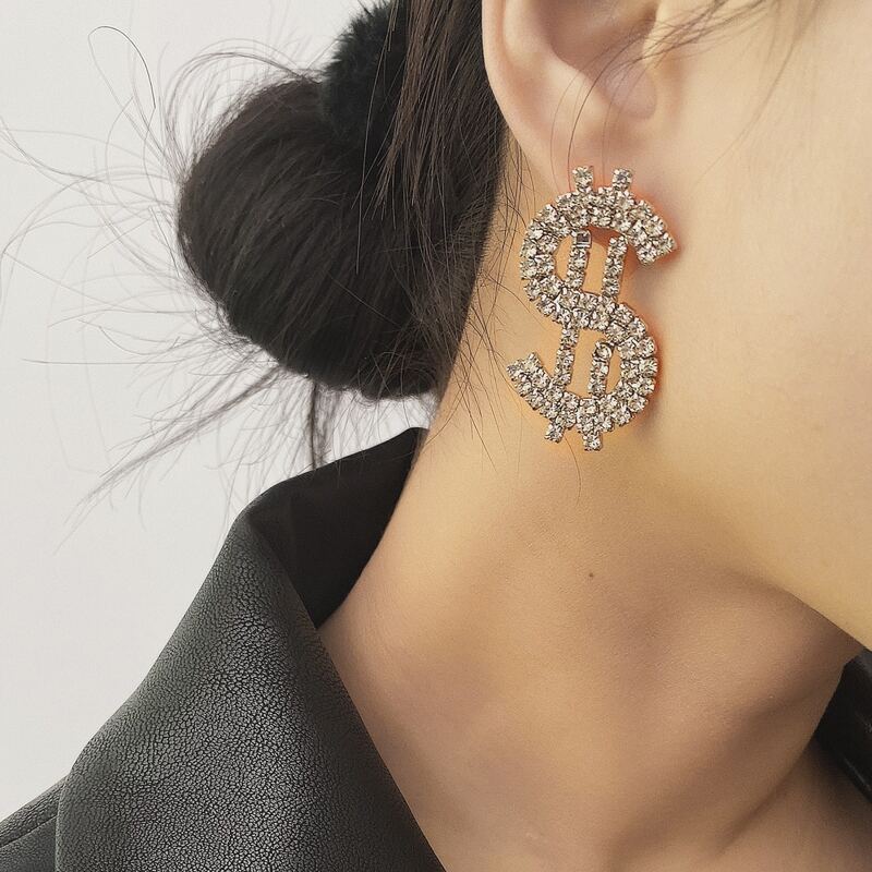 

Rhinestone Stud Earrings, Gold