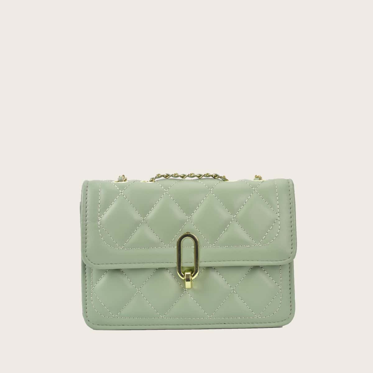

Quilted Chain Crossbody Bag, Green