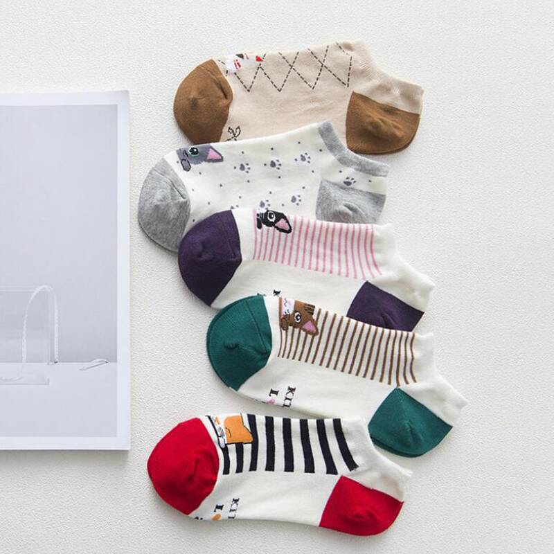 

5pairs Cat Graphic Ankle Socks, Multicolor