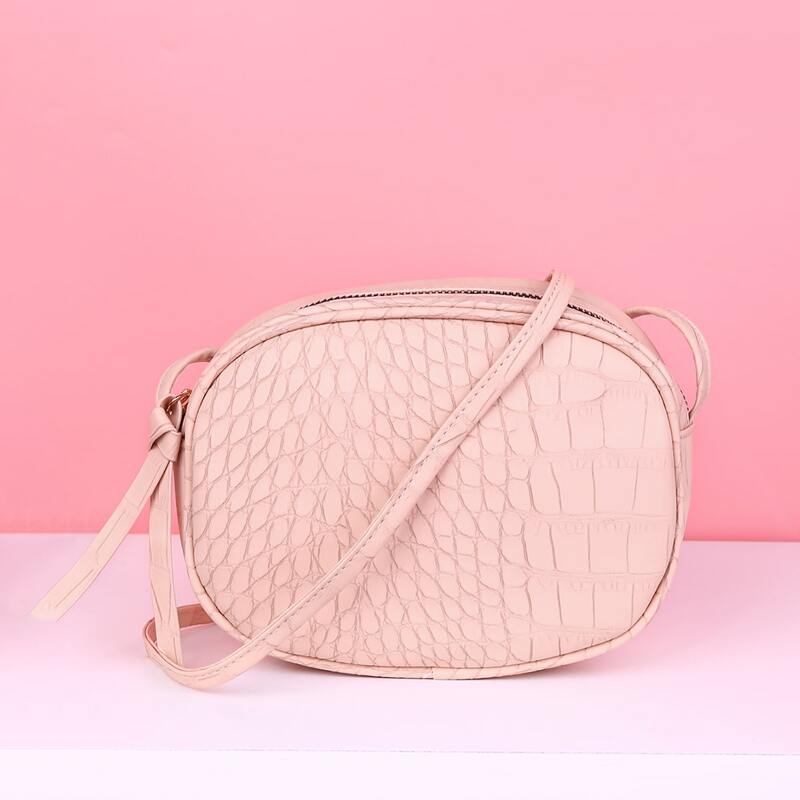 

Croc Embossed Crossbody Bag, Pink