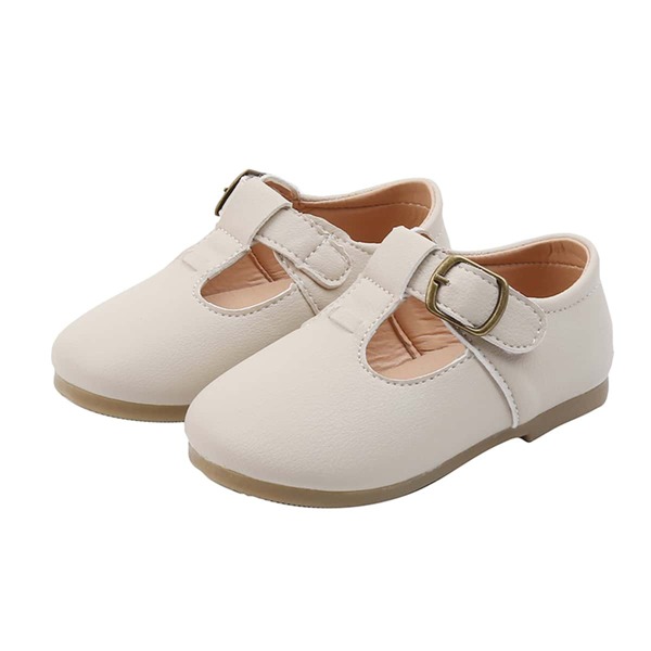 

Toddler Girls Minimalist Velcro Strap Flats, Beige