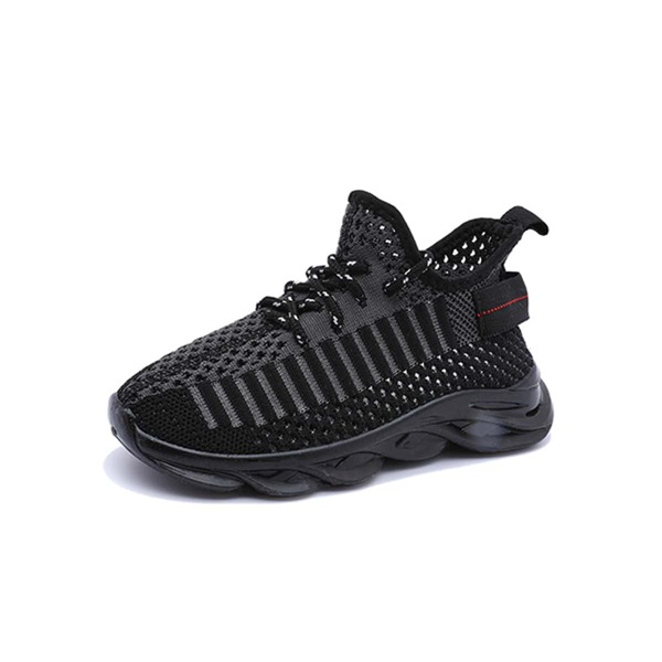 

Boys Lace Up Decor Knit Sneakers, Black