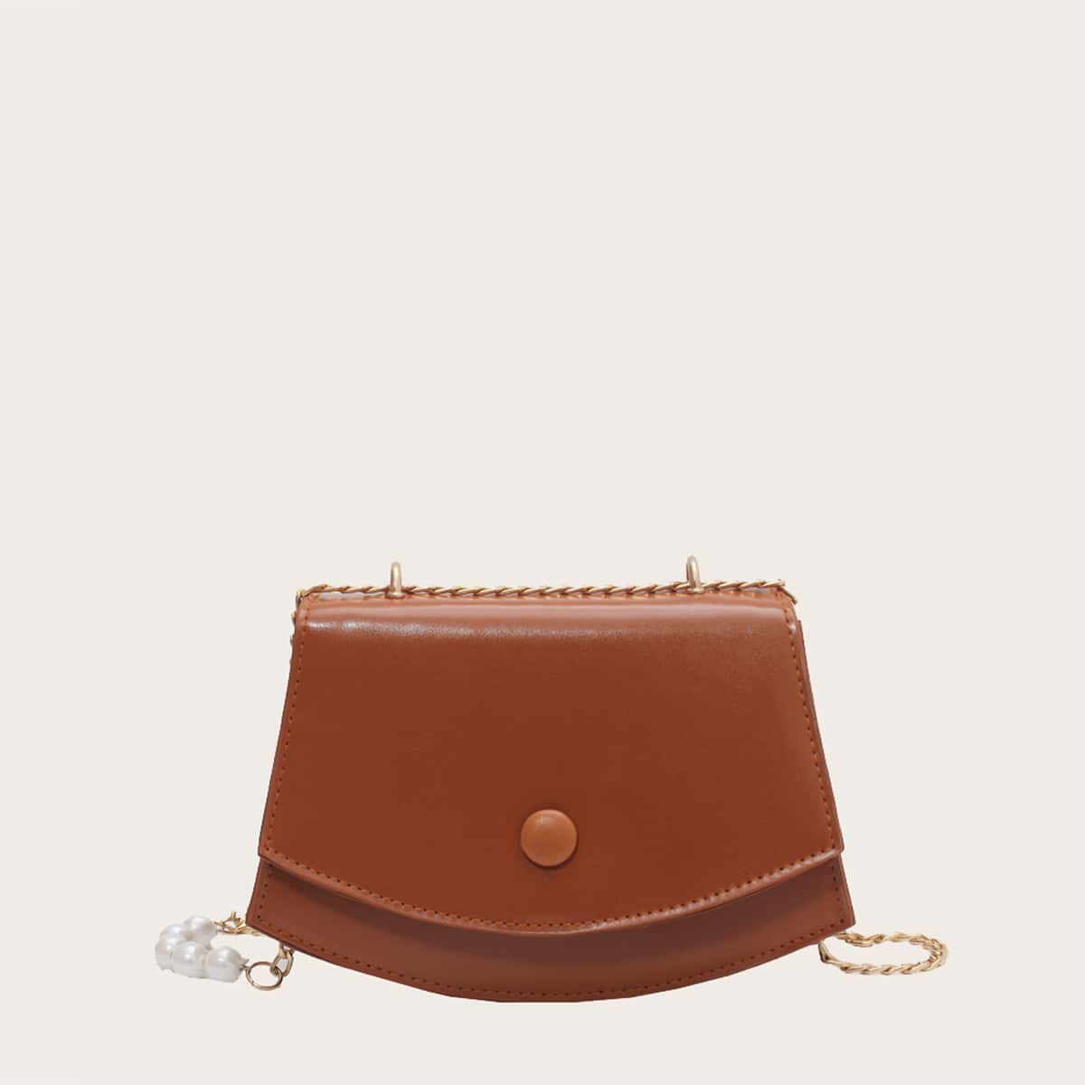 

Solid Chain Crossbody Bag, Brown