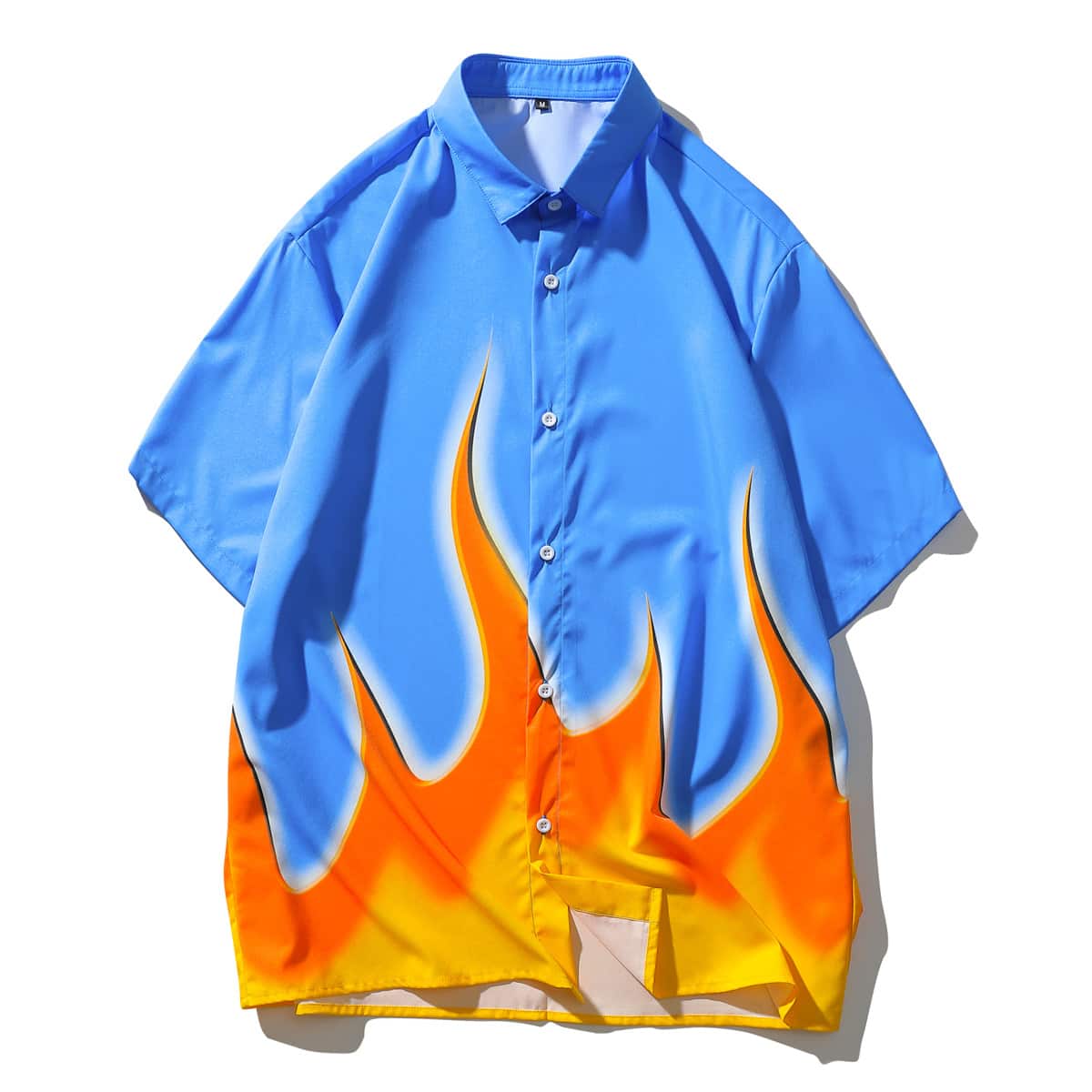 

Guys Fire Print Button Front Shirt, Multicolor