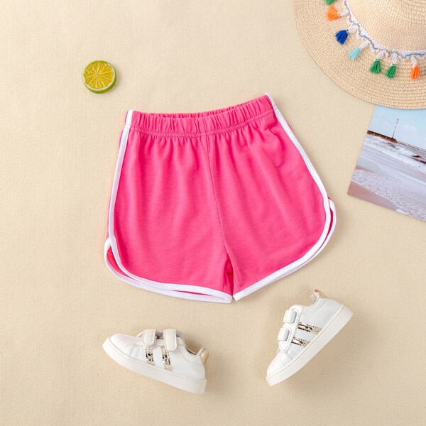 

Toddler Girls Contrast Binding Shorts, Pink
