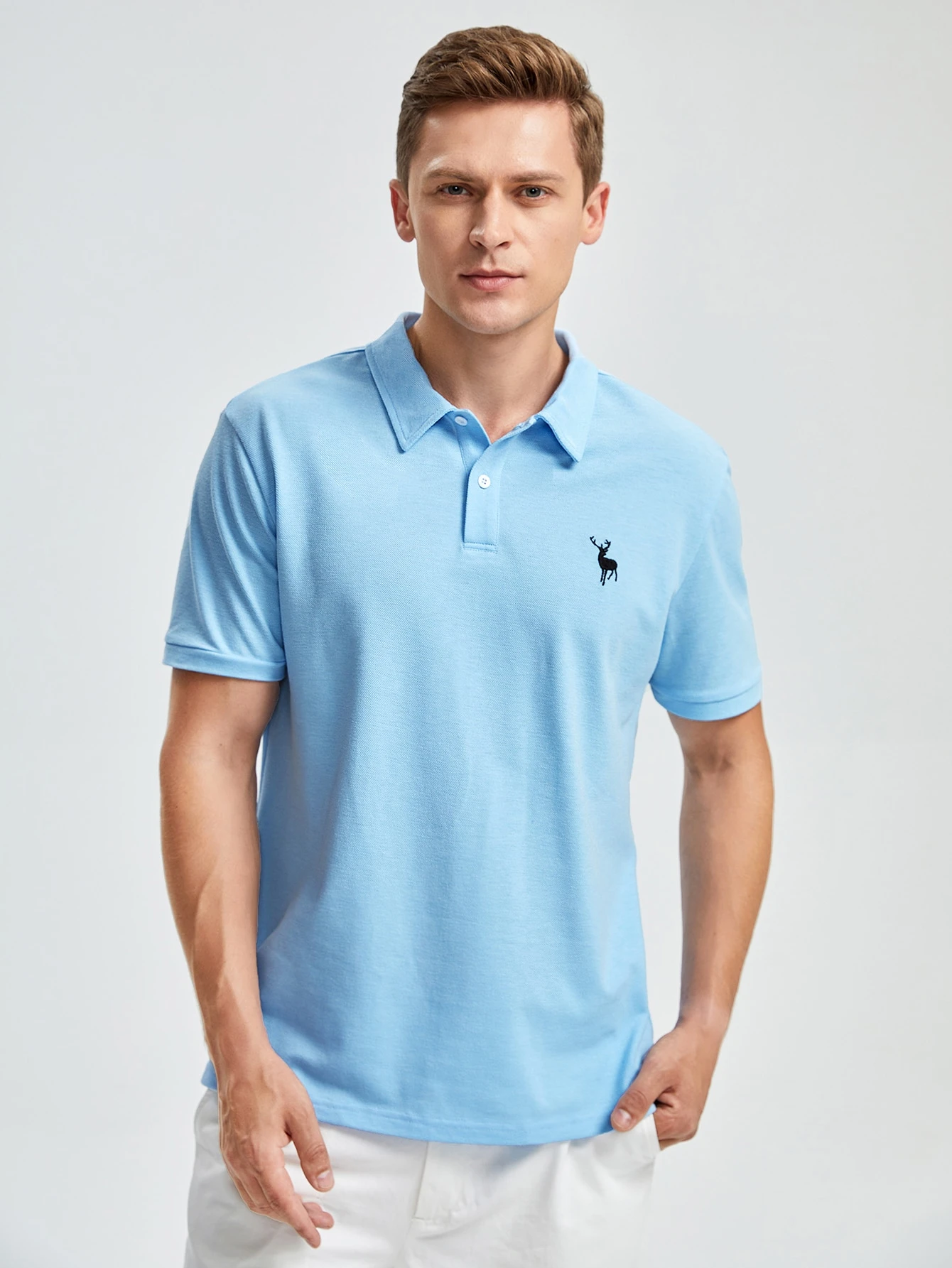 Shein Men Deer Embroidery Polo Shirt Shein Asia Shein Men Deer Embroidery Polo Shirt Shein Asia