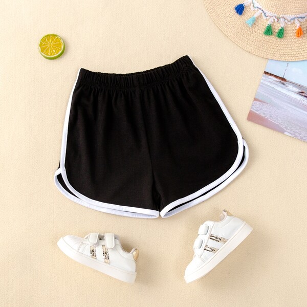 

Toddler Girls Contrast Binding Shorts, Black