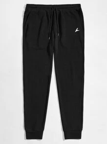 Manfinity Men Graphic Print Joggers - Black - View 1