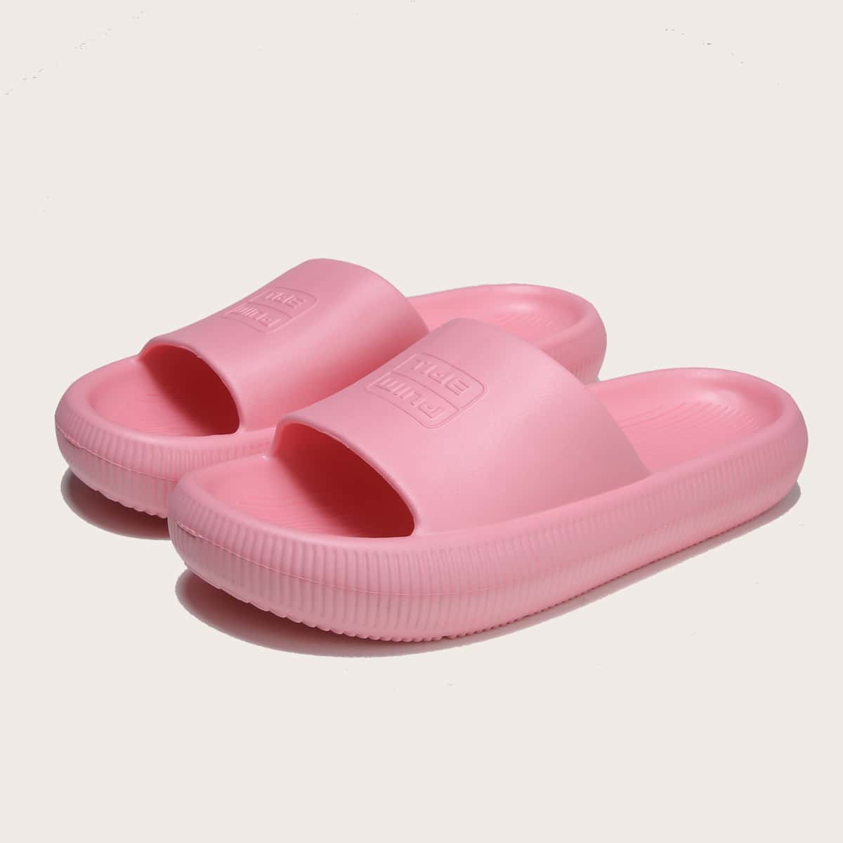 

Letter Embossed Slides, Baby pink