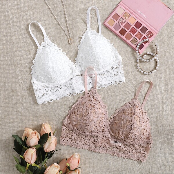 

2pack Floral Lace Bralette Set, Multicolor