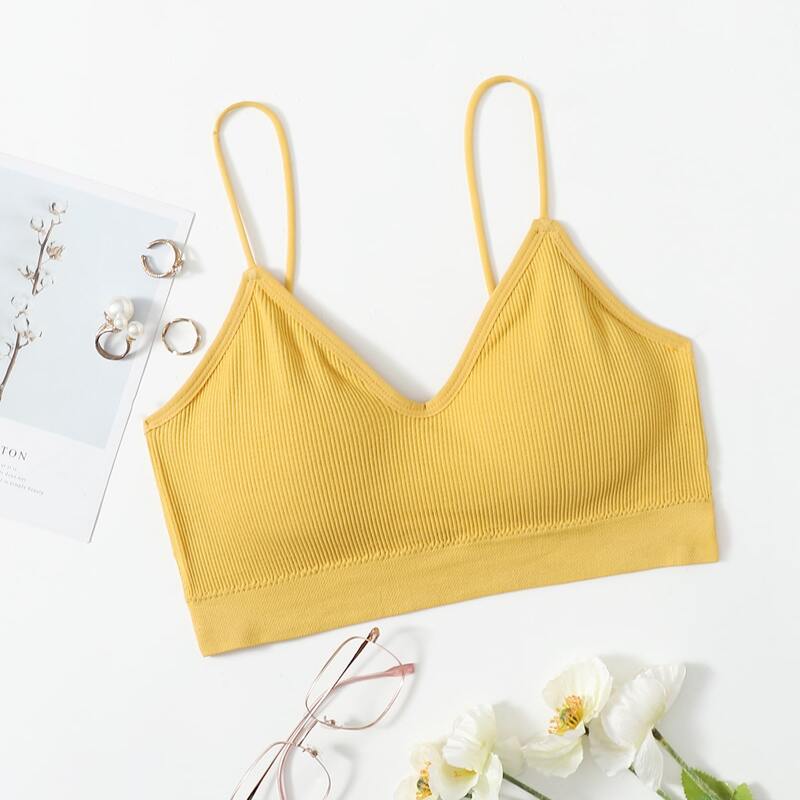 

Rib Solid Bralette, Yellow