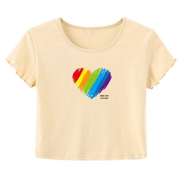 

LGBTQIA Heart & Letter Graphic Tee, Apricot