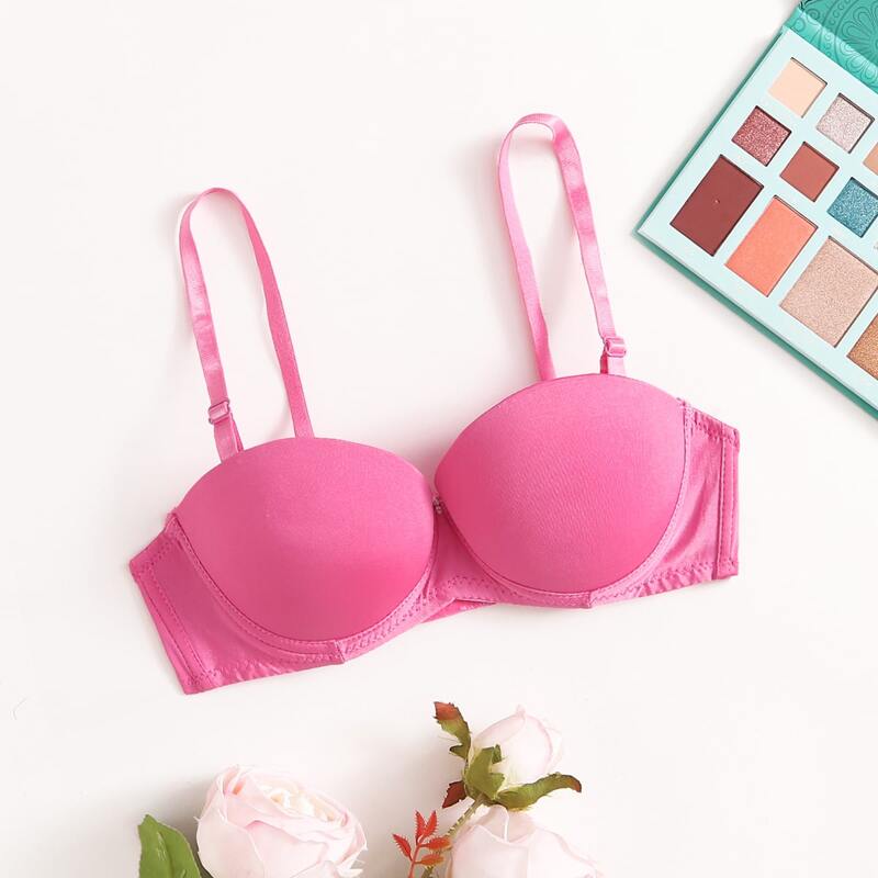 

Adjustable Strap Super Push Up Bra, Hot pink