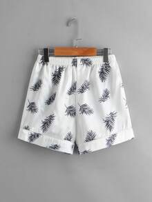 Boys Satin Tropical Print Lapel Collar PJ Set