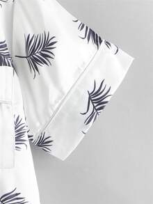 Boys Satin Tropical Print Lapel Collar PJ Set