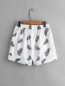 Boys Satin Tropical Print Lapel Collar PJ Set