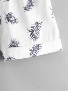 Boys Satin Tropical Print Lapel Collar PJ Set