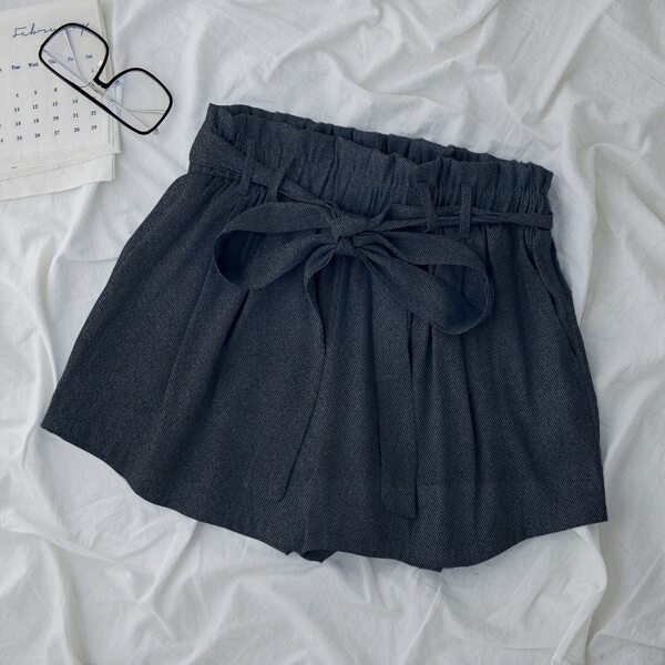 

Plus Paperbag Waist Belted Shorts, Black