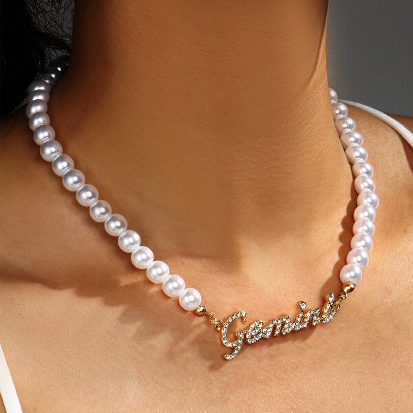 

Faux Pearl Beaded Necklace, White