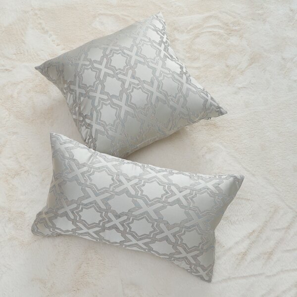 

1pc Jacquard Design Cushion Cover Without Filler, Grey