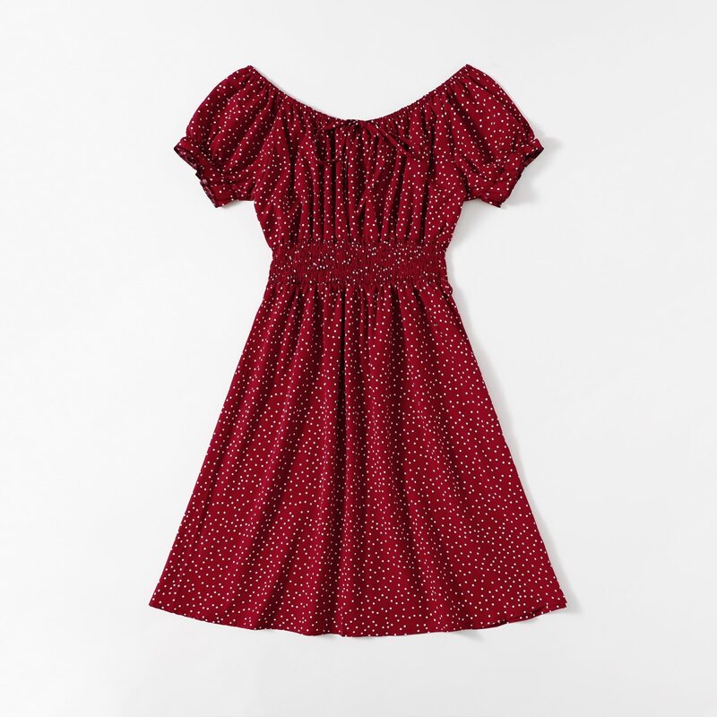 

Polka Dot Knot Dress, Burgundy