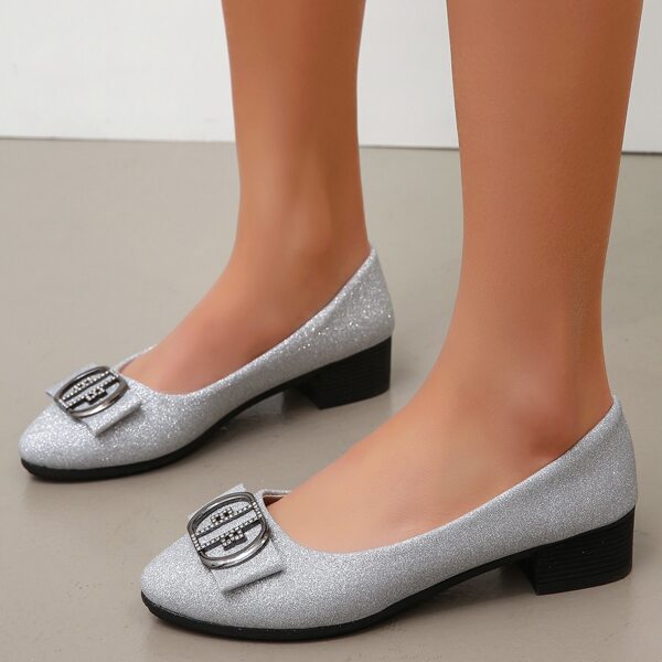 

Metal Decor Glitter Ballet Flats, Silver