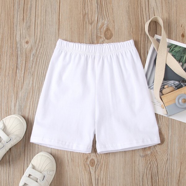 

Toddler Girls Solid Elastic Waist Track Shorts, White