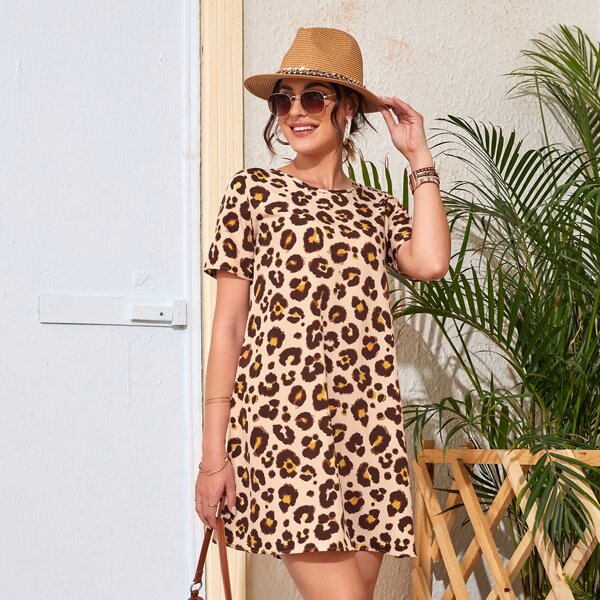 

Leopard Print Tunic Dress, Multicolor