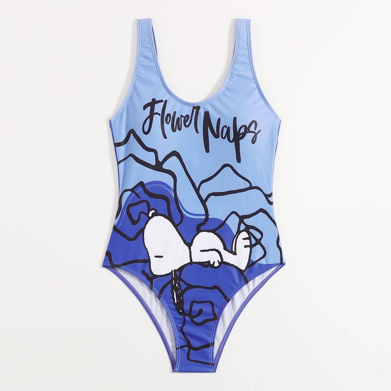 

Cartoon One Piece Swimsuit, Blue
