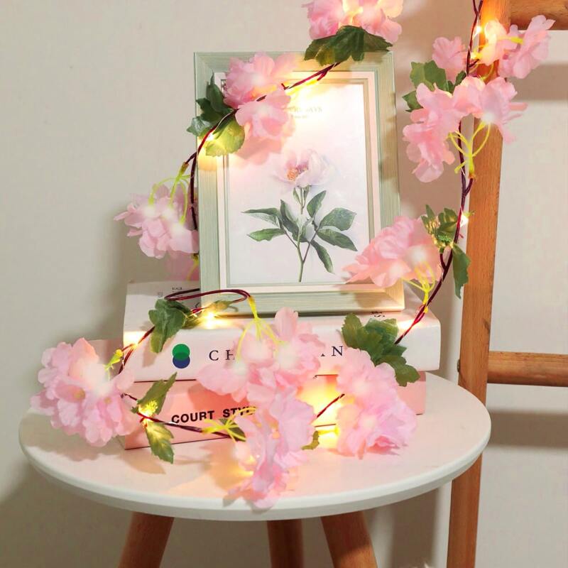 

1pc Artificial Flower String Light With 20pcs Bulb, Yellow
