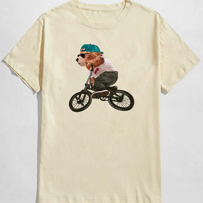 

Guys Cartoon Bear Graphic Tee, Khaki