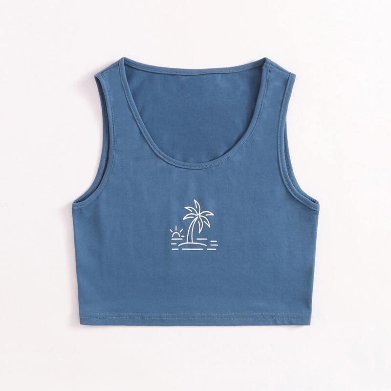 

Tropical Graphic Tank Top, Blue