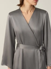 MOTF PREMIUM SILK BELTED GRADE 6A 22MM NIGHT ROBE - Grey - View 9