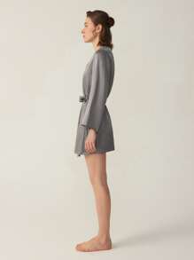MOTF PREMIUM SILK BELTED GRADE 6A 22MM NIGHT ROBE - Grey - View 11