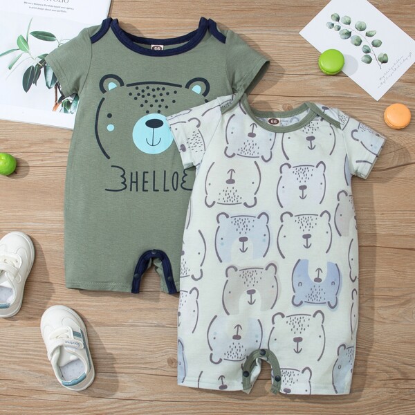 

Baby Boy 2pack Cartoon Graphic Romper, Multicolor