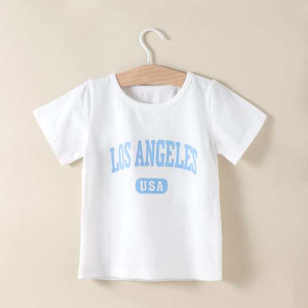 

Toddler Girls Letter Graphic Short Sleeve Tee, White
