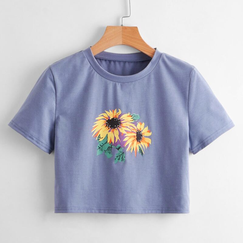 

Sunflower Graphic Crop Tee, Blue