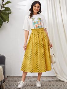 SHEIN Drop Shoulder Tropical & Cartoon Graphic Tee - White - View 4