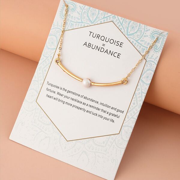 

Faux Pearl Charm Necklace, Gold
