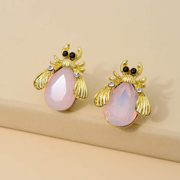 

Insect Design Earrings, Pink