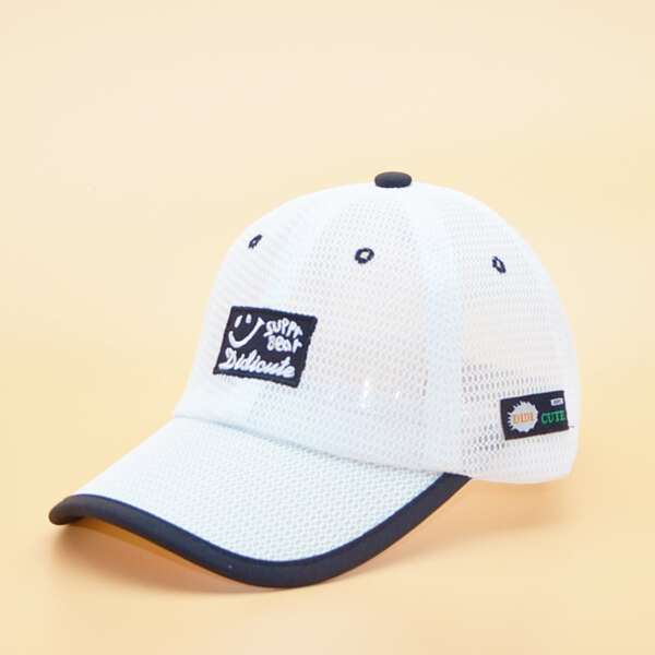 

Toddler Letter Embroidery Baseball Cap, White