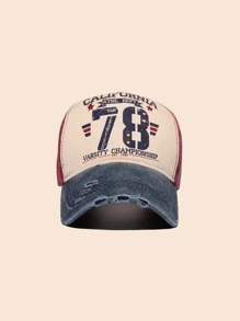 1 sombrero/sombrero de béisbol/gorra de camionero ajustable para el sol para deportes al aire libre y uso diario, diseño de número impreso de parches desgastados vintage de moda para hombres en la calle