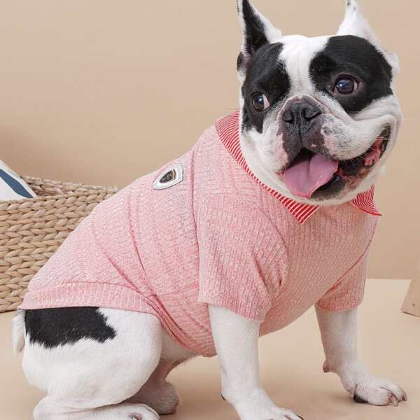 

Striped Collar Pet Tee, Pink