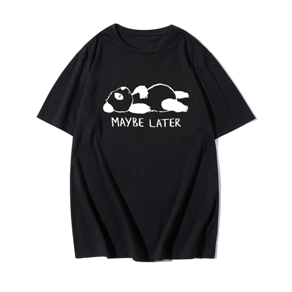 

Men Panda & Slogan Graphic Tee, Black