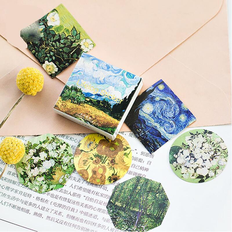

45pcs Oil Painting Pattern Sticker, Multicolor